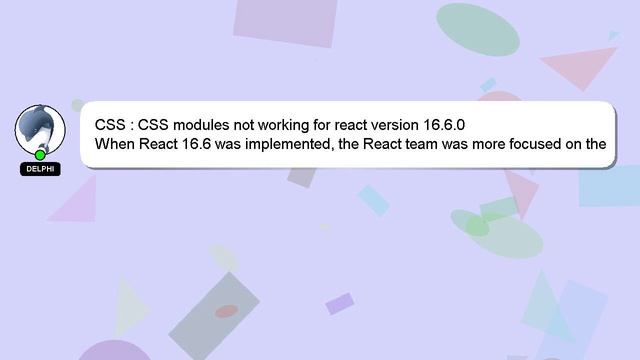 CSS : CSS modules not working for react version 16.6.0 смотреть онлайн