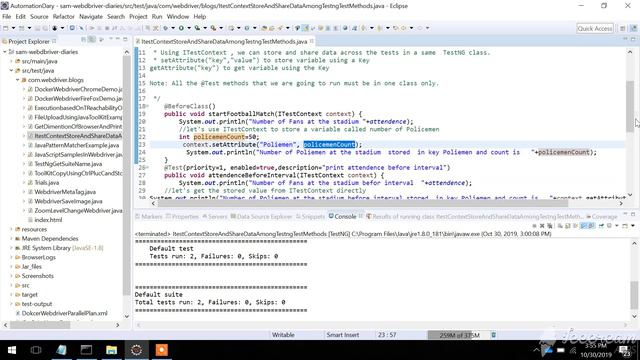 TestNG ITestContext to store data and share among the TestNG class смотреть онлайн
