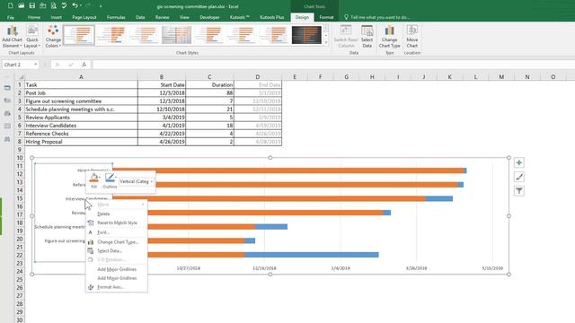 Create a Gantt Chart in Excel 2016/2019/365 for Task Management смотреть онлайн