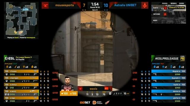 Astralis vs Mouze [Map 1, Dust 2] BO3 ESL PRO LEAGUE SEASON 11 смотреть онлайн