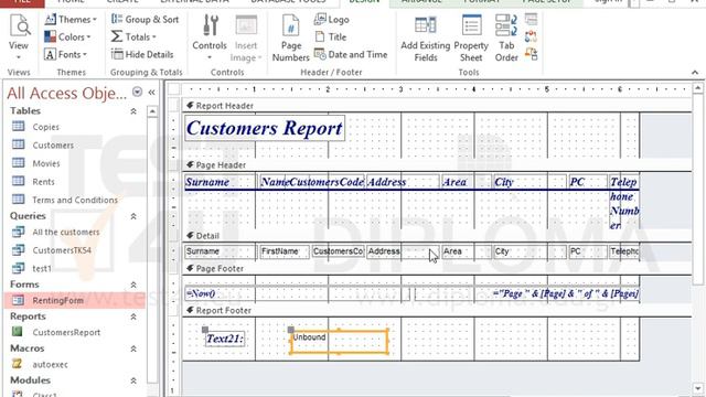 Insert a new text box in the footer of the report that will display the total of records. смотреть онлайн