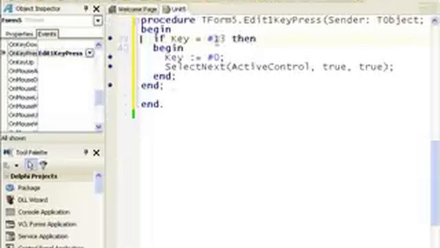 Delphi Programming Tutorial #25 - Enter as Tab key - three ways смотреть онлайн