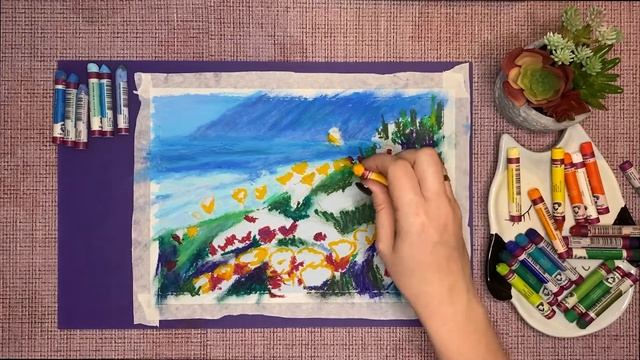 Californian poppies art / Drawing process oil pastels // Калифорнийские маки / Масляная пастель смотреть онлайн