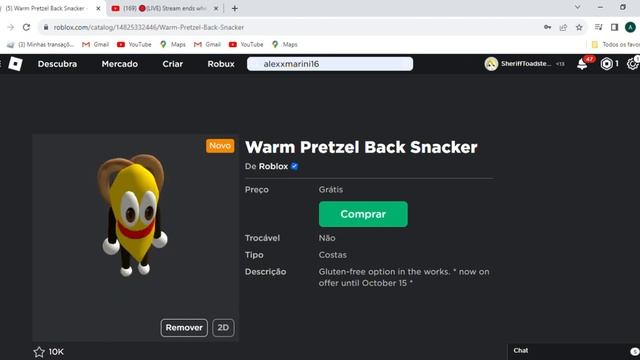 Warm Pretzel Back Snacker-Roblox item grátis смотреть онлайн