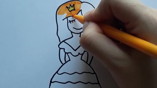 Рисуем куколку. Как нарисовать принцессу. смотреть онлайн