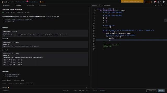 Counting Unique Quadruplets: Leetcode problem 1995: An explanation смотреть онлайн
