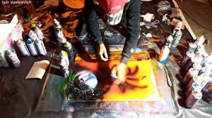 Мастер класс по Спрей Арт Шоу. Картина баллончиками. Рисунок баллончиками. Уличные художники. Класс