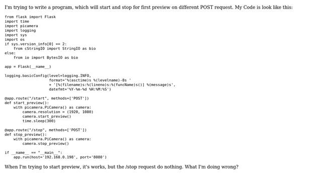 Raspberry Pi: PiCamera and Flask - Start and Stop Preview/Record смотреть онлайн