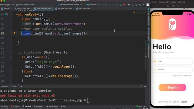 Flutter Firebase App Setup Tutorial & Getx Authentication | Using Email & Password | Part 2 смотреть онлайн