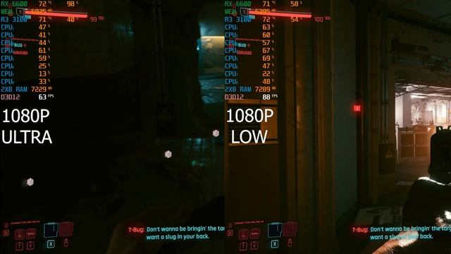 cyberpunk 2077 / 1080P Very Low + Ultra Test / RX 6600 + R3 3100 смотреть онлайн