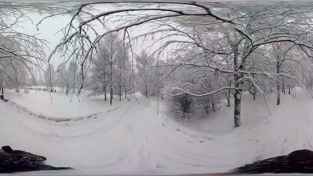 Панорамное Видео 360 VR 4K. Зимняя сказка. Снегопад. Видео для души. Релакс. смотреть онлайн