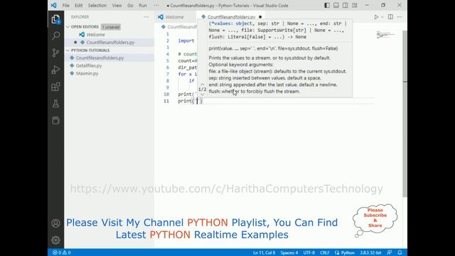 Learn Python PY Tutorials Count Number of Files and Folders смотреть онлайн