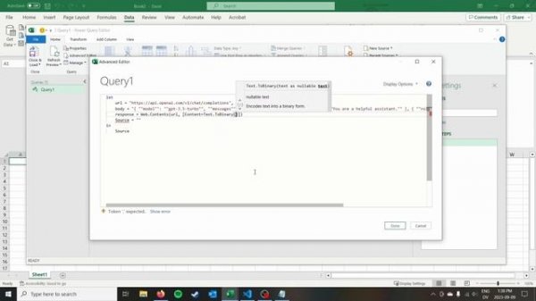 Get Chat GPT Results in Excel with PowerQuery and OpenAI API