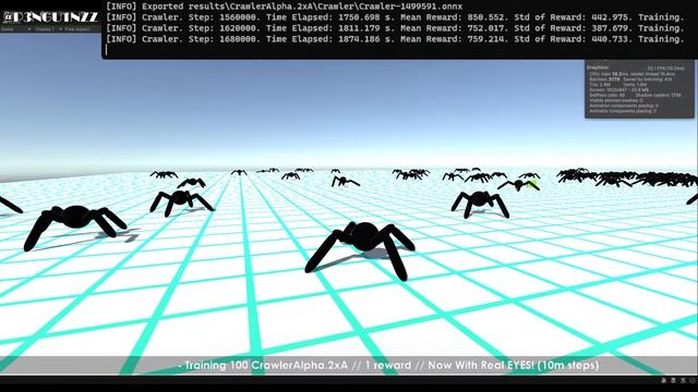 ? Unity 2023 ML-Agents | Live AI Spider Training | CUDA | PyTorch  | Part 6b