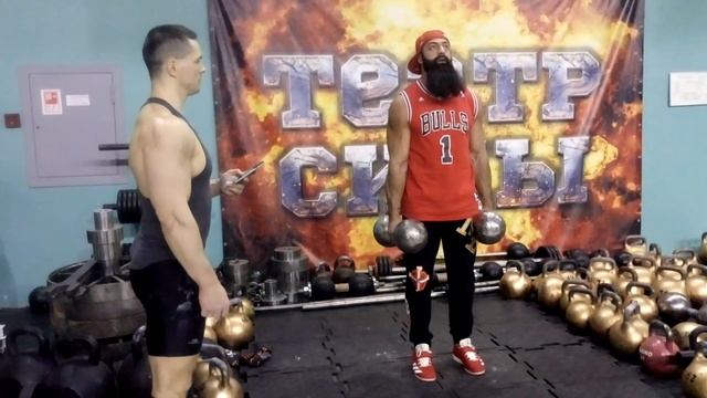 АЛЕКСАНДР МЯСНИК УДЕРЖАЛ ГАНТЕЛИ "БЭЙБИ ИНЧ" 39 СЕКУНД. TWO-HAND 53 KG BABY INCH DUMBBELLS HOLD. смотреть онлайн
