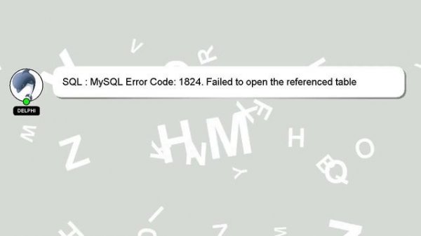SQL : MySQL Error Code: 1824. Failed to open the referenced table