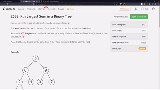2583. Kth Largest Sum in a Binary Tree - JAVA (BFS + Mean Heap) смотреть онлайн