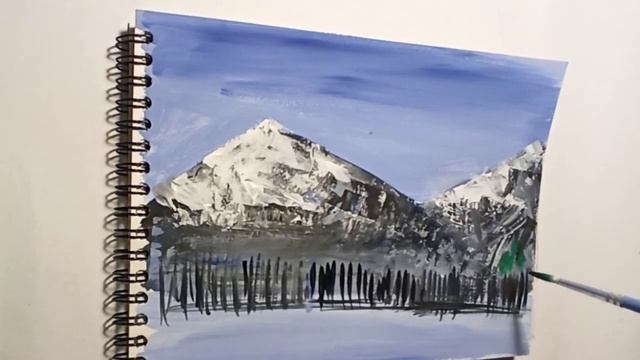 Рисование пластиковой карточкой. Рисунок горы. Горы рисунок для детей и начинающих смотреть онлайн