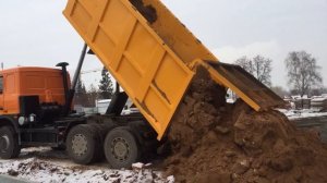 МАЗ 5516 разгрузка песка