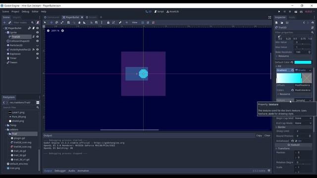 Creating bullets in Godot with Trail System plugin and Tween (HireGun devlog #2) смотреть онлайн