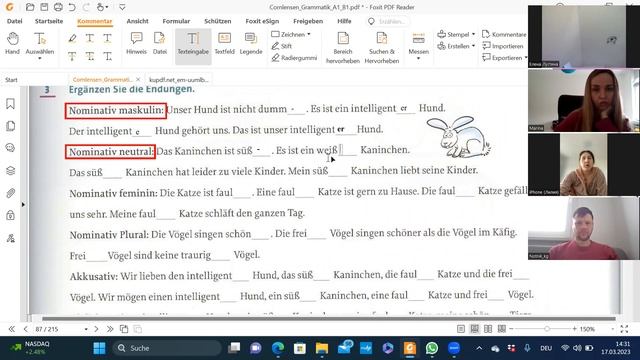 Grammatik Workshop 4 (Adjektivdeklination), A2 Niveau