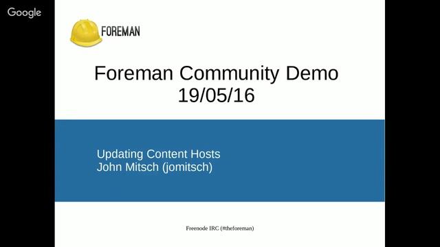 Foreman Community Demo - 19th May 2016 смотреть онлайн
