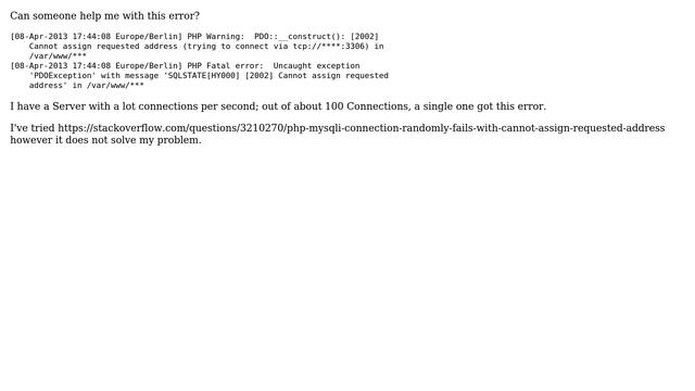 Databases: MySQL PDO Cannot assign requested address (2 Solutions!!) смотреть онлайн