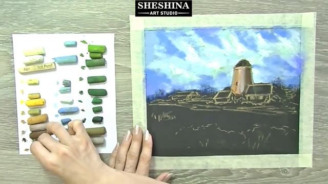 How to draw a landscape with a windmill with soft pastels ? Landscapes смотреть онлайн
