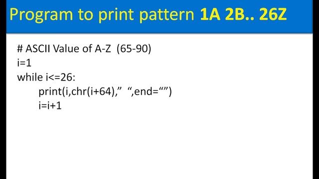 Python program to print Pattern 1A 2B 3C ... 26Z | Ashraf Jamal смотреть онлайн