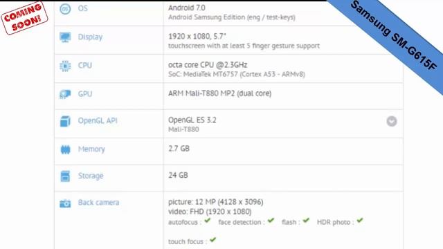 Mysterious 5.7-inch Samsung SM-G615F with 13MP cameras and Helio P10 appears on GFXBench смотреть онлайн