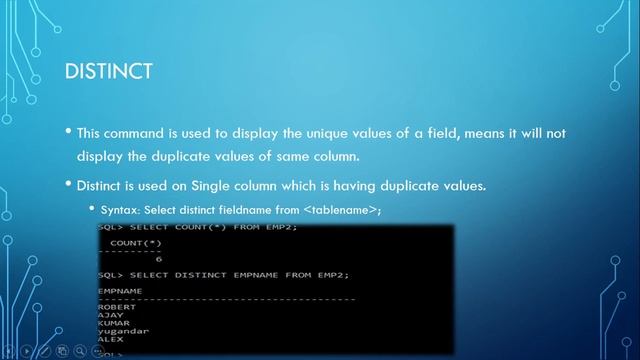 DISTINCT OPTION with SELECT Statement - SQL Basics Tutorial - Part 18 смотреть онлайн