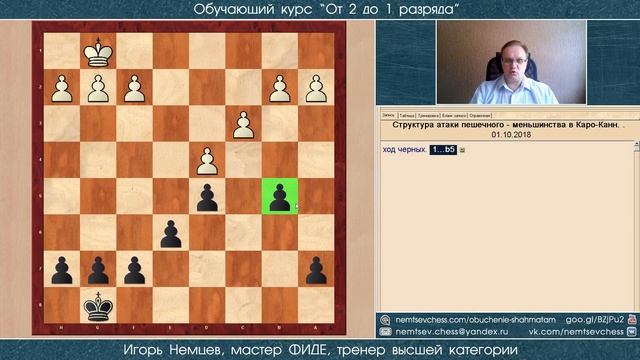 Атака пешечного меньшинства в защите Каро-Канн. Демо. Курс «От 2 до 1 разряда» урок 27. Шахматы смотреть онлайн