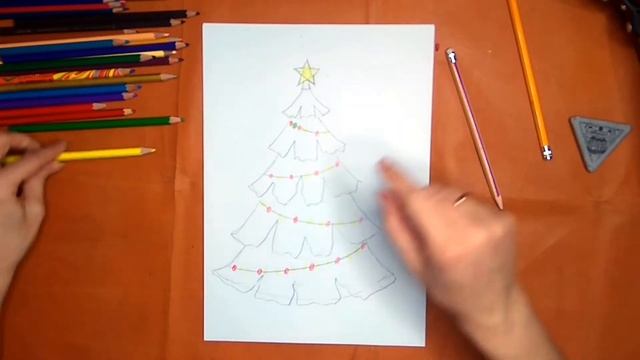 Как нарисовать новогоднюю елку. Онлайн-школа рисования "Малевашки" смотреть онлайн