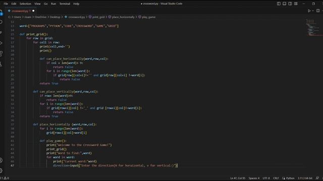Crossword game Code step by step in Python смотреть онлайн