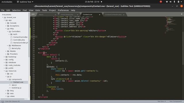 Laravel 8, Vue.Js, MySql, Bootstrap, CRUD Agenda de Contactos, Boton y función Eliminar. COD GRATIS смотреть онлайн