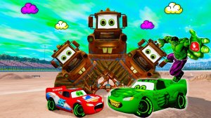 Героический побег Халка Молнии Маккуина от страшного Мэтра на Монстр Траке в BeamNG.Drive!