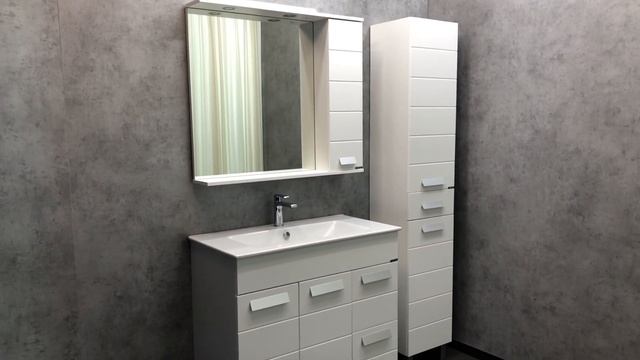 Зеркало со шкафом Comforty Модена М-90 00-00001641 с подсветкой Белое матовое смотреть онлайн