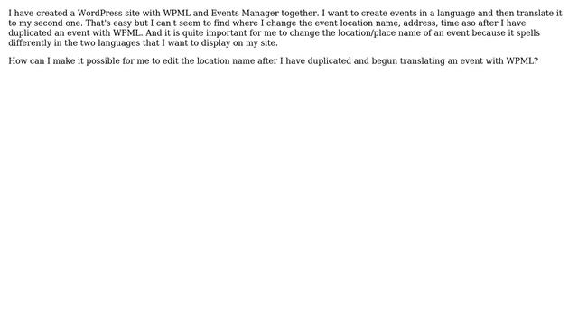 Wordpress: WPML & Events Manager translatable fields after duplication смотреть онлайн