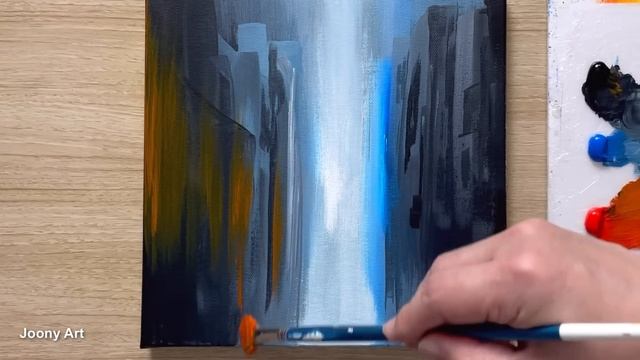 How to Paint a Cityscape / Acrylic Painting for Beginners / STEP by STEP смотреть онлайн