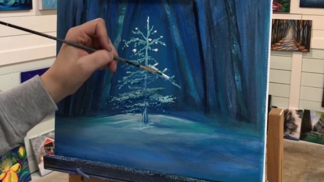 How To Paint A Little Blue Christmas Tree ?EASY STEP BY STEP ? ACRYLIC PAINTING TUTORIAL смотреть онлайн