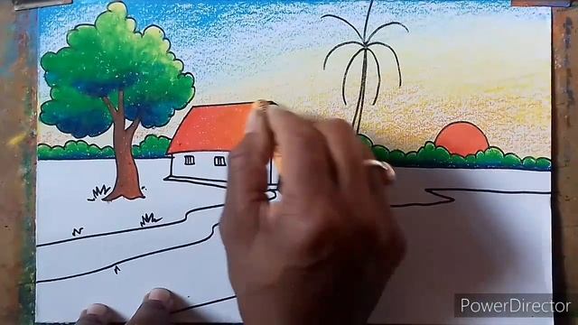 Scenery drawing||nature drawing with pastel color смотреть онлайн