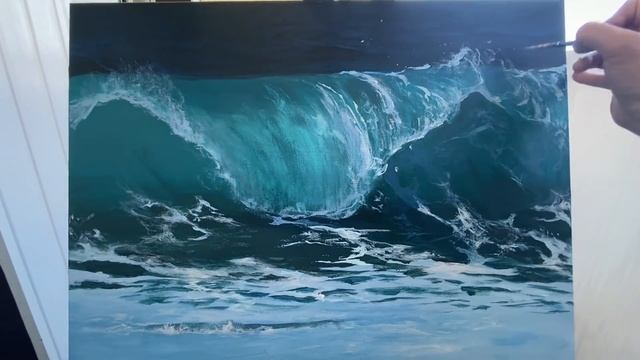 Detailed Wave Acrylic Painting STEP By STEP