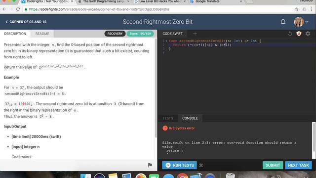 Second-Rightmost Zero Bit - CodeFights - Python смотреть онлайн