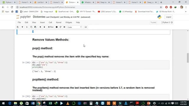 17th Video Python Dictionaries and its Built in methods in Python 3 using Jupyter Notebook смотреть онлайн