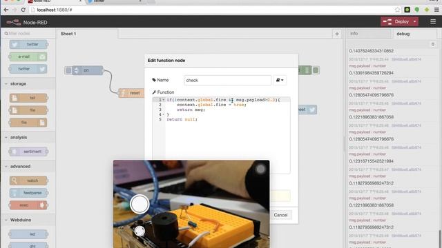 node-red + webduino sensor смотреть онлайн