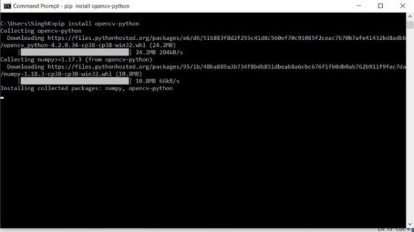 How to install opencv and matplotlib library using pip (python installer package)