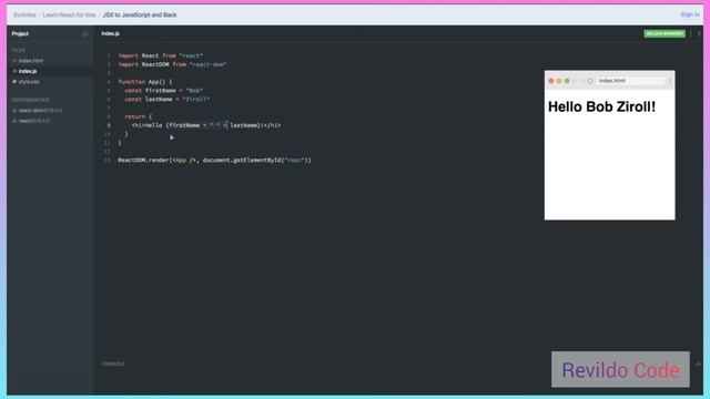 JSX to JavaScript and Back | React JS Course for Beginners | React JS Tutorial | #revildo_code смотреть онлайн