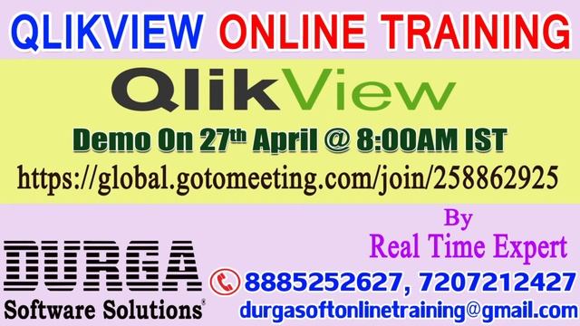QlikView Online Training by Real Time Expert Demo on 27th April @8:00AM IST смотреть онлайн