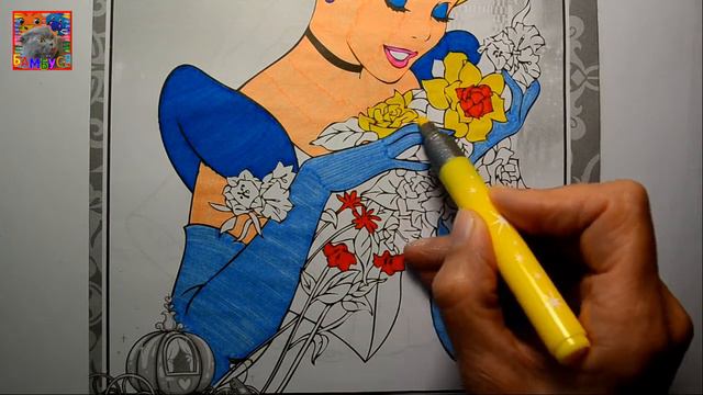 Раскраска. Золушка с цветами! Videos for Children. Coloring with markers by BAMBUSYA. Cinderella смотреть онлайн