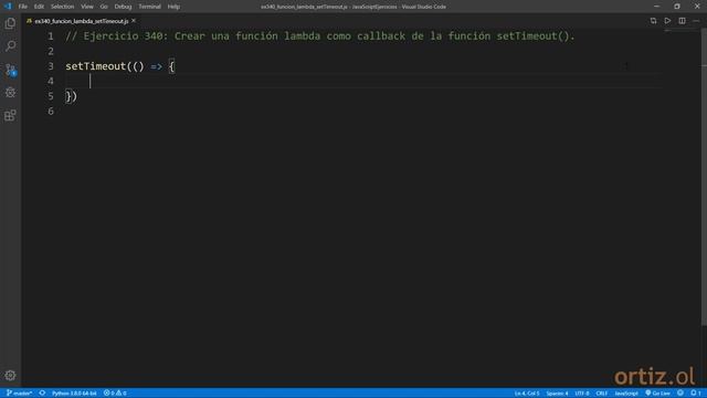 JavaScript - Ejercicio 340: Crear una Función Lambda como Callback de la Función setTimeout() смотреть онлайн